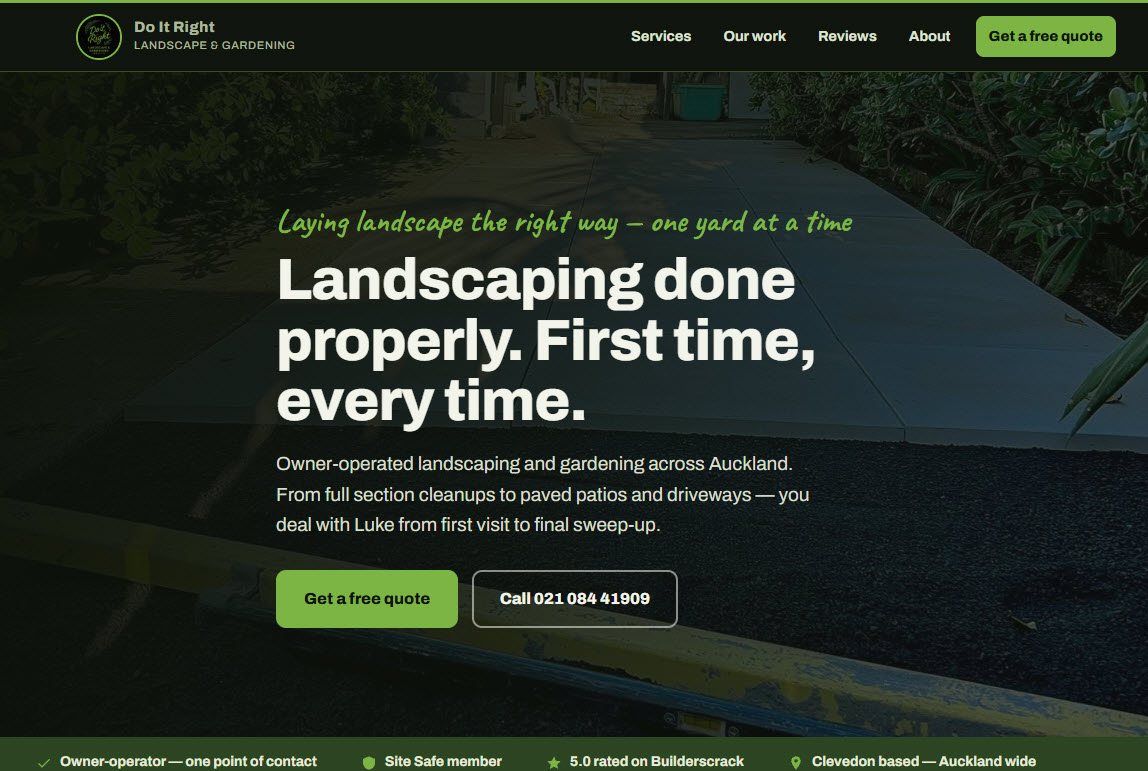 Do It Right Landscape & Gardening website preview