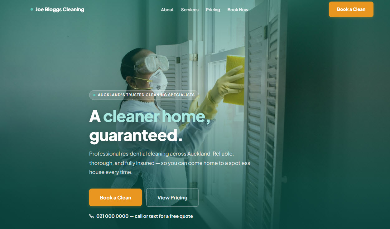 Joe Bloggs Cleaning website screenshot