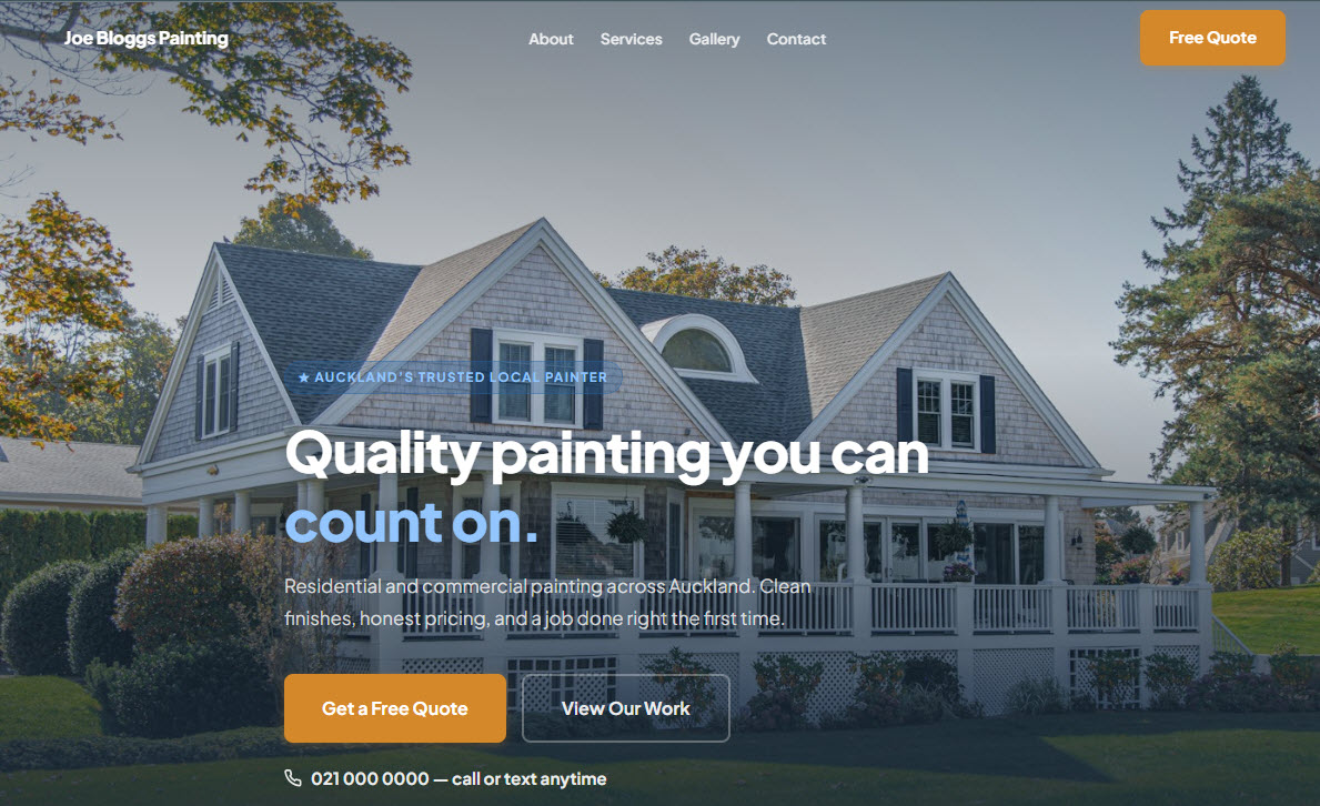 Joe Bloggs Painting website screenshot
