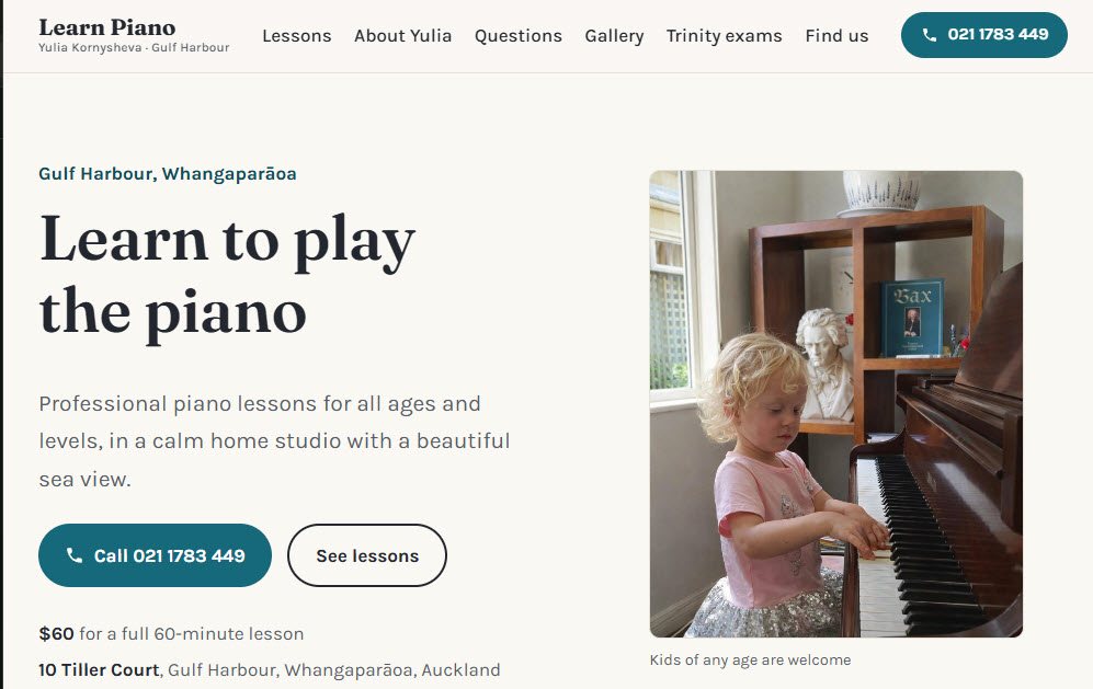 Learn Piano website preview
