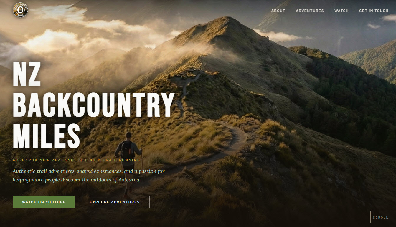 NZ Backcountry Miles website screenshot