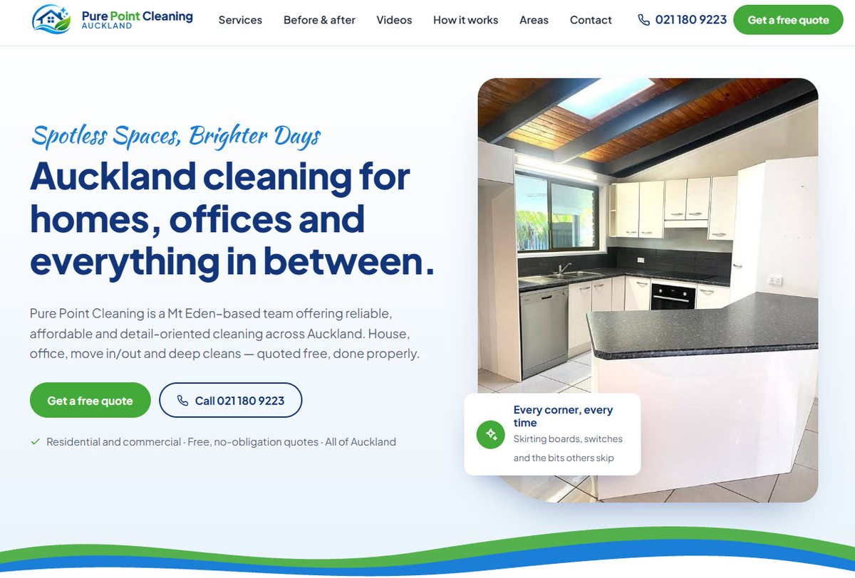 Pure Point Cleaning Auckland website preview